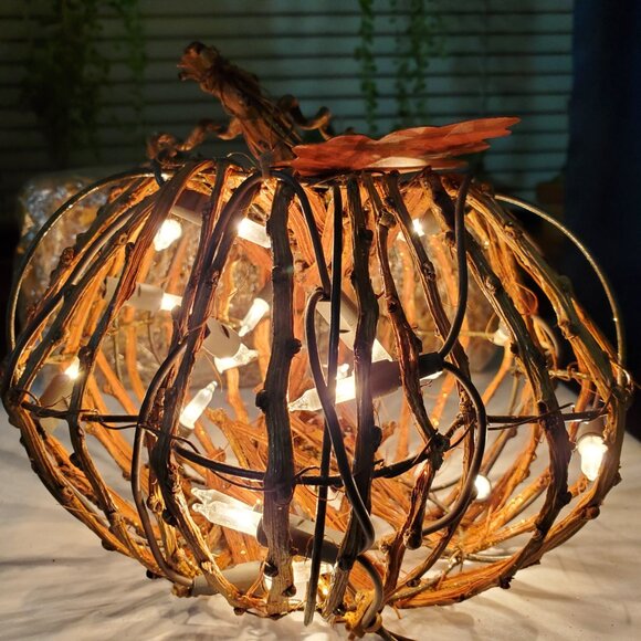 Lighted Grapevine Pumpkin – Autumn, Fall Harvest Décor - Picture 5 of 10